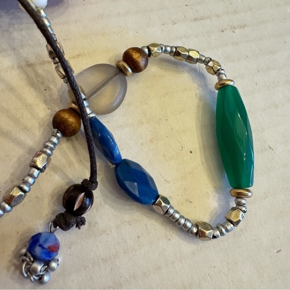 Necklace Art Glass Orange Dragon Vein Agate Beaded Colorful Adjustable Strand - Picture 12 of 16